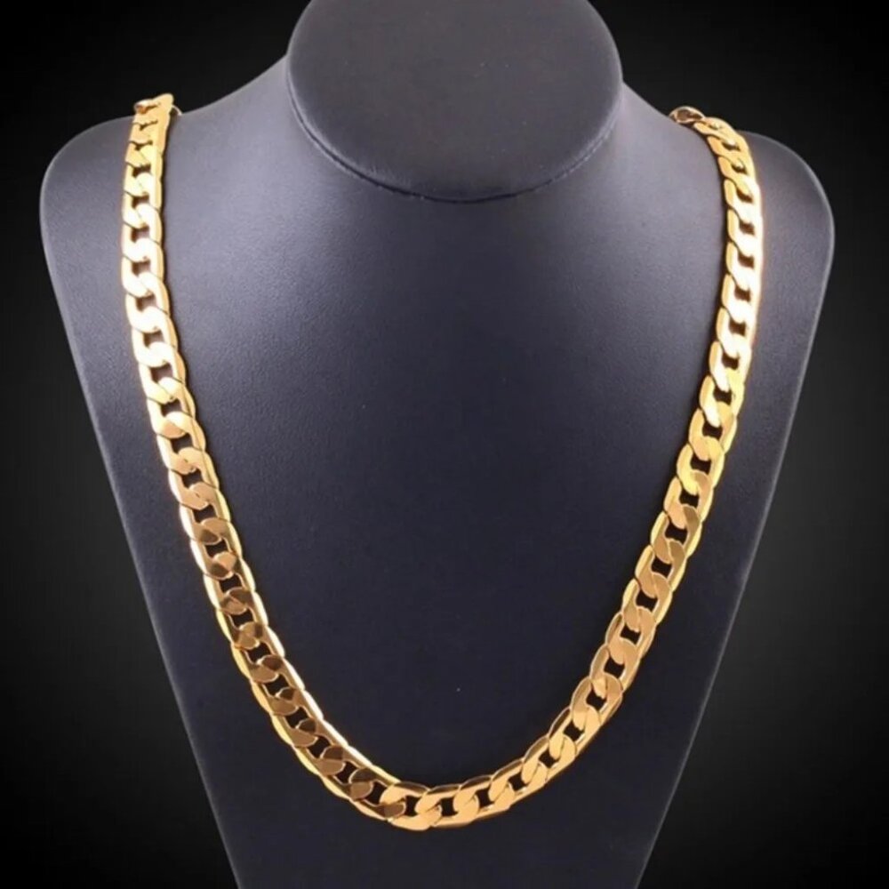20 Inch 18K Yellow Gold 8mm Wide Open Cuban Chain and 7.75 inch Bracelet… - Picture 7 of 9